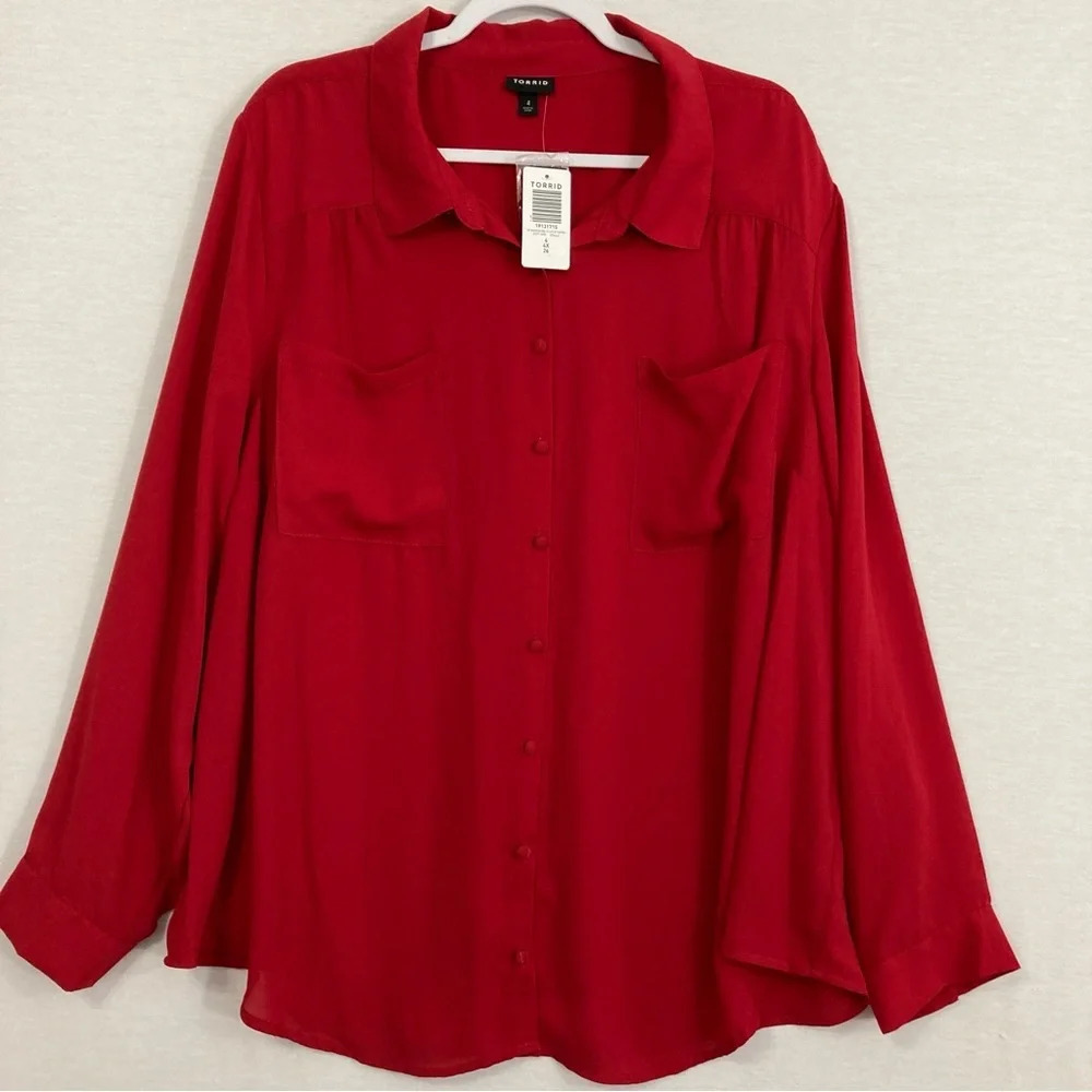 Torrid Red Button Down Shirt for Women
